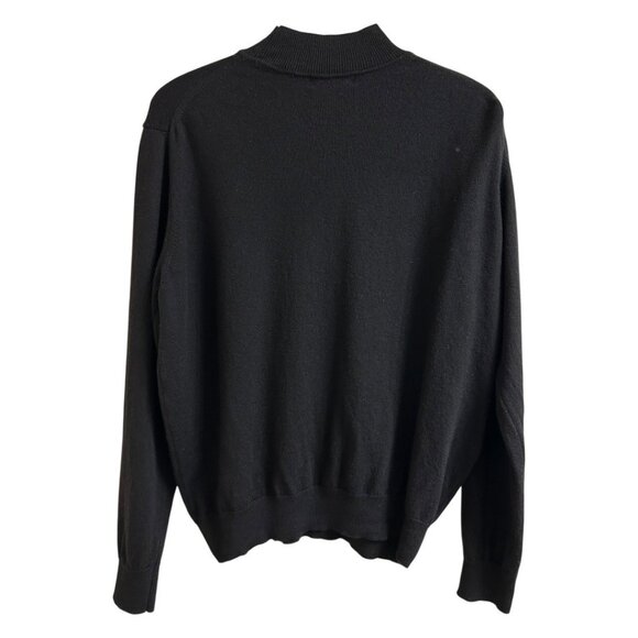 John Ashford Black Italian Merino Wool‎ Mock Neck Sweater Men's size Large - Picture 2 of 6